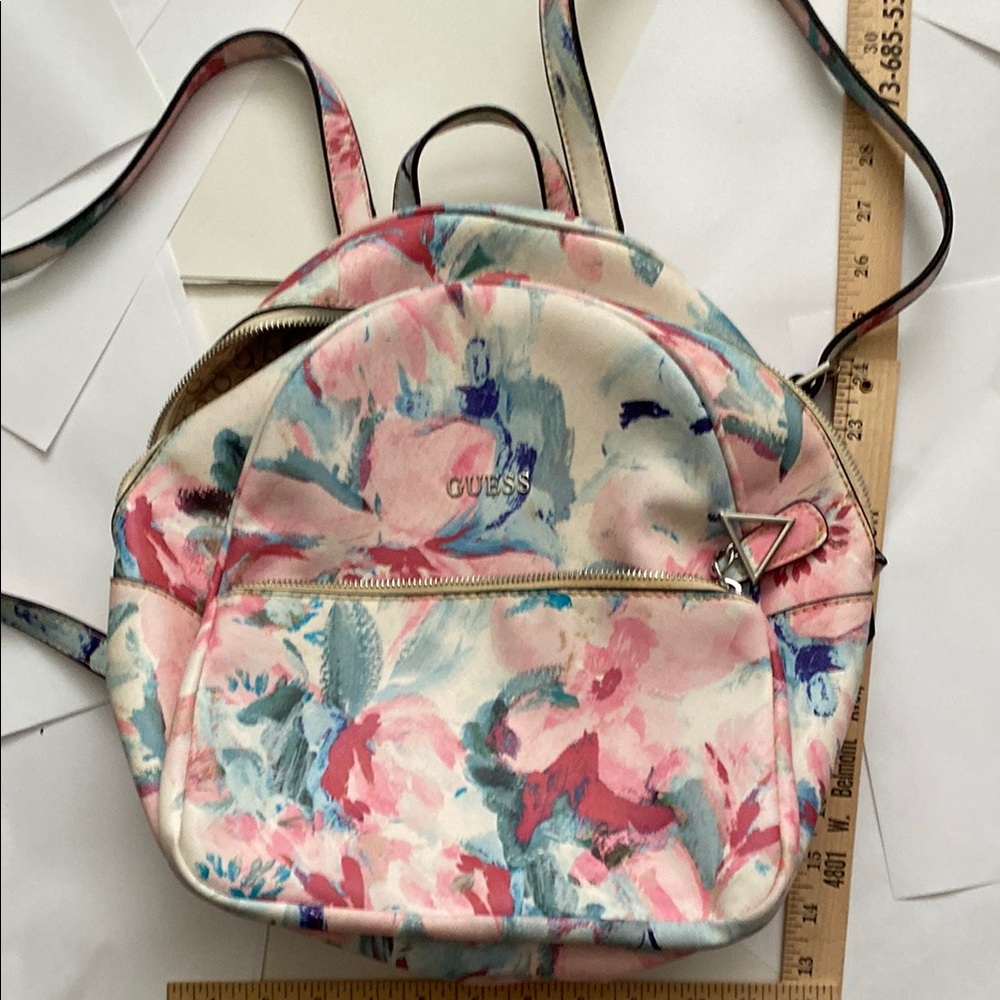Guess Pink and Blue Floral Backpack